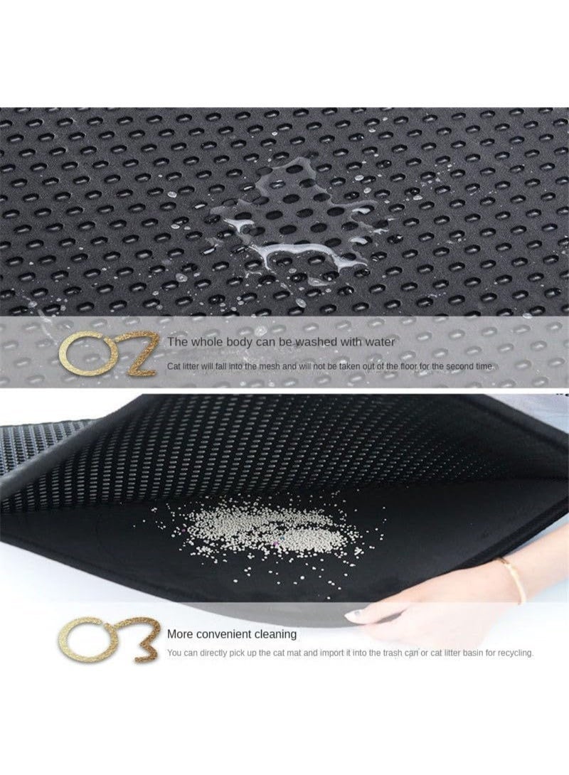 Foldable Cat Litter Mat, 45x60 cm Double Layer Honeycomb Trapping Design, Waterproof & Urine-Proof, Non-Slip EVA Foam, Easy Fold & Shake Clean, Large Size - Image 4