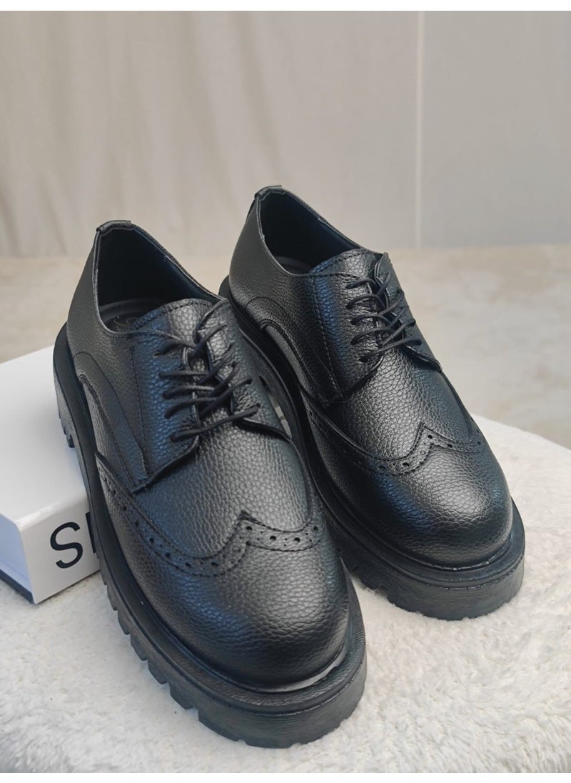 muggo Flare Thick Sole Lace Up Casual Loafer Shoes For Women  - Image 1
