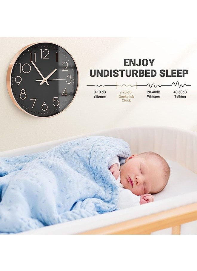 Arabest - Wall Clock, Silent Non-ticking Quality Quartz Battery Operated, Round Easy to Read, Silent Wall Clock, For Bedroom, Living Room, Kitchen, Office, School Home Decor - Image 1
