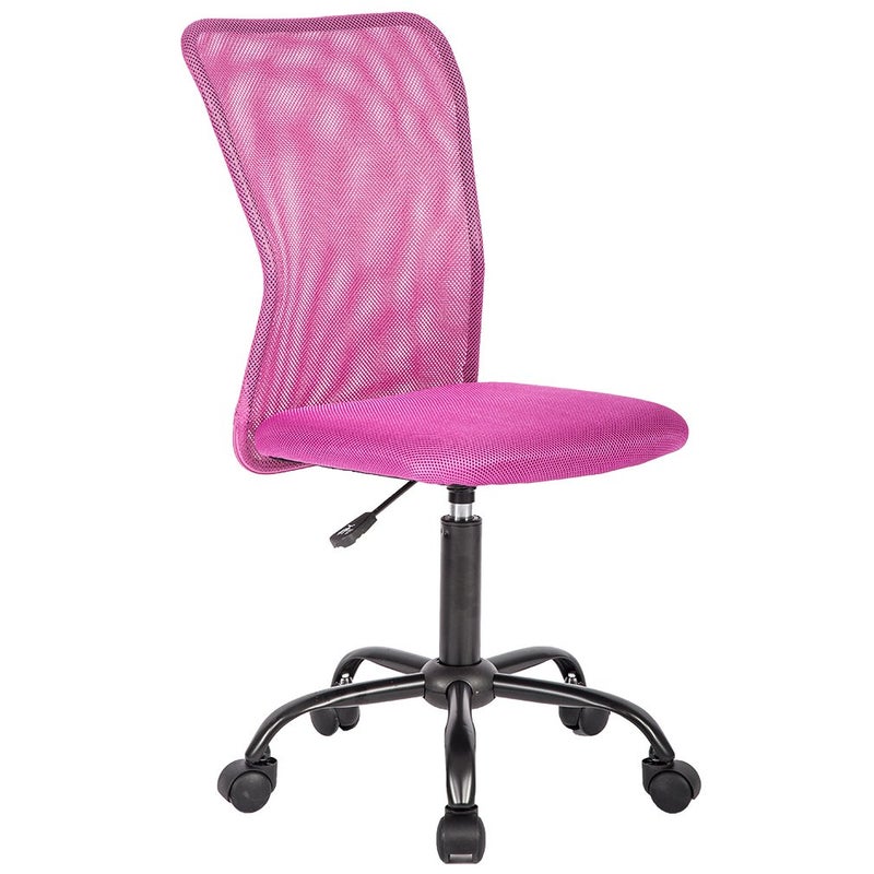 BestOffice Ergonomic Office Chair Desk Chair Mesh Computer Chair Armless Back Support Modern Executive Rolling Swivel Chair with Lumbar Support(Pink) - Image 1