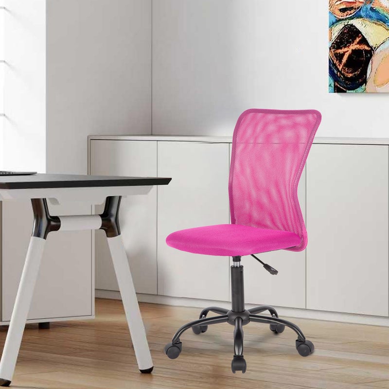 BestOffice Ergonomic Office Chair Desk Chair Mesh Computer Chair Armless Back Support Modern Executive Rolling Swivel Chair with Lumbar Support(Pink) - Image 2