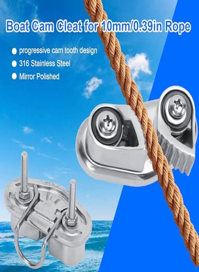 POCREATION 316 Stainless Steel Cam Cleat, Boat Cam Cleat with Wire LeadingSailboat Pilates Equipment 316 Stainless Steel Mirror Polished for 10mm Rope - Image 4