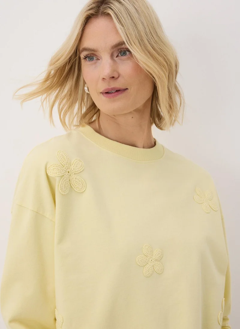 Matalan Yellow Crochet Flower Sweatshirt