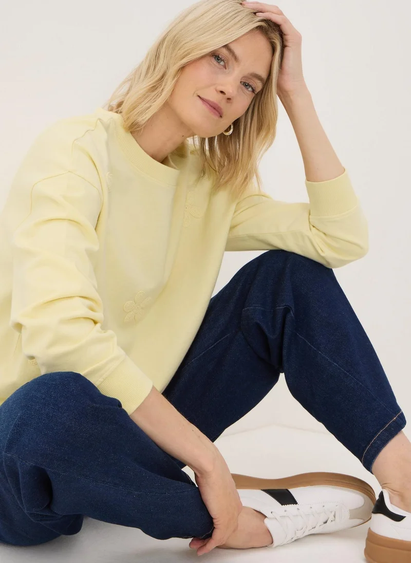 Matalan Yellow Crochet Flower Sweatshirt