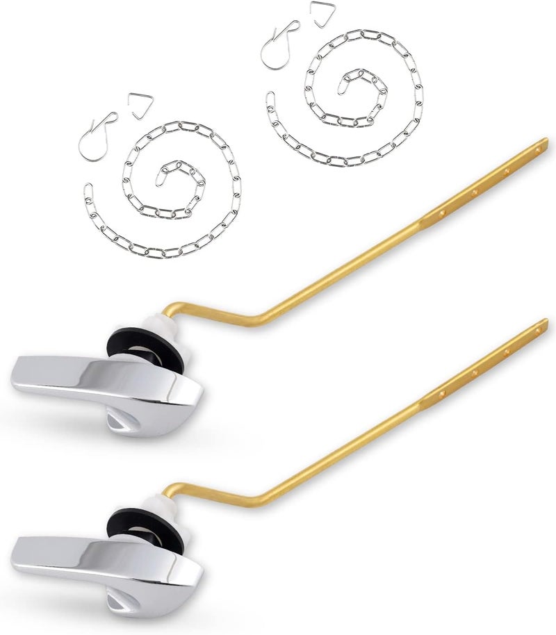 iFealClear 2 Pack Universal Brass Toilet Handle Replacement Kit, Side/Angle Mount Toilet Flush Handle Compatible with Kohler K-GP30324-CP/TOTO/American Standard, Stainless Steel Flapper Chain, Chrome - Image 1
