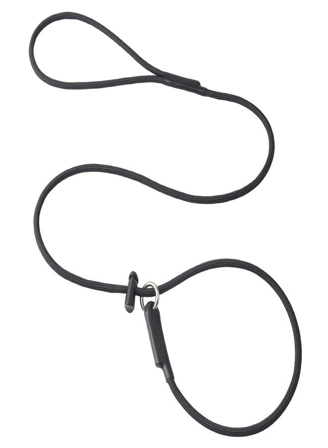 DISCPETSEC Slip Lead Dog Leash for Small & Medium Dogs, 1/4” x 4ft Sturdy Nylon Rope with Spring-Loaded Adjustable Stopper, Easy On/Off Training & Walking Slip Leash(Black, 4ft*1/4") - Image 1