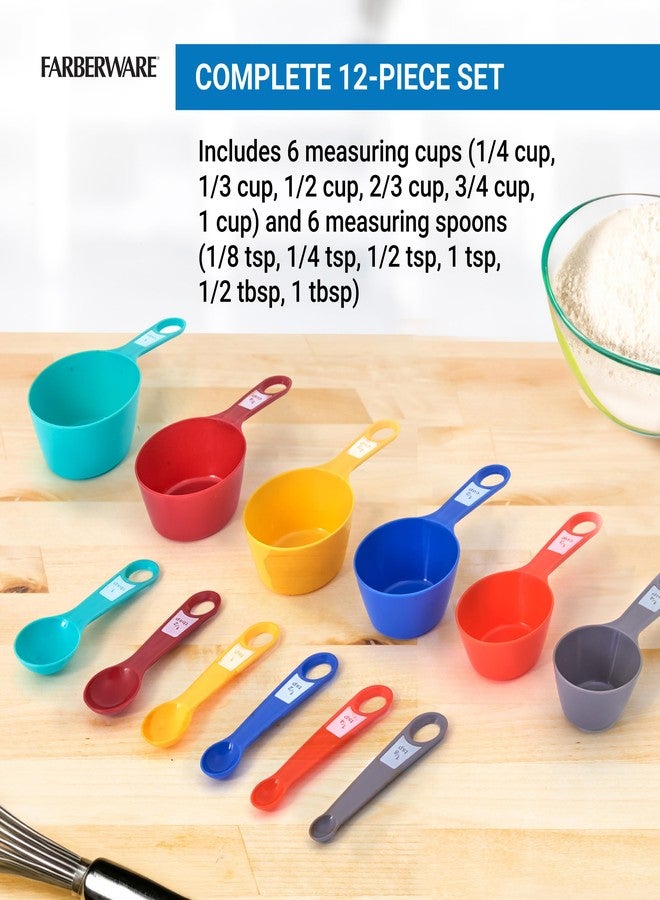 فاربرواير طقم أكواب وملاعق قياس من فاربروير مكون من 12 قطعة - أدوات قياس مطبخ مرمزة بالألوان مع علامات سهلة القراءة، تصميم قابل للتداخل لتخزين مدمج، آمن للاستخدام في غسالة الأطباق - Image 5
