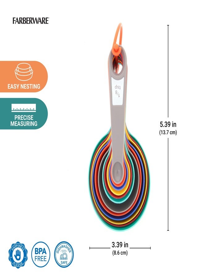 فاربرواير طقم أكواب وملاعق قياس من فاربروير مكون من 12 قطعة - أدوات قياس مطبخ مرمزة بالألوان مع علامات سهلة القراءة، تصميم قابل للتداخل لتخزين مدمج، آمن للاستخدام في غسالة الأطباق - Image 3