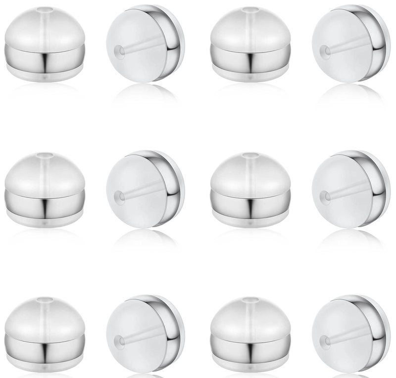 DELECOE 12pcs White Gold Soft Silicone Earring Backs for Studs Silver Belt Rubber Earring Backs Replacements Hypoallergenic Safety Plastic Earring Back for Studs Earring Hoops Fish Hook White Gold - Image 1