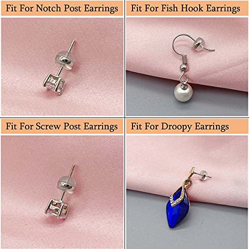 DELECOE 12pcs White Gold Soft Silicone Earring Backs for Studs Silver Belt Rubber Earring Backs Replacements Hypoallergenic Safety Plastic Earring Back for Studs Earring Hoops Fish Hook White Gold - Image 4