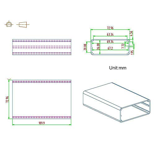 Eightwood Aluminum Box Electronic Amplifier Project Enclosure PCB Circuit Board DIY Case, 4.32 x 2.82 x 1.13 inch (LWH) - Image 4