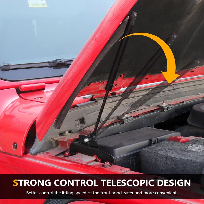 RERPRO Hood Struts Lift Support Assist Kit for 2018-2024 Jeep Wrangler JL Gladiator JT - 1 Pair Black - Image 3