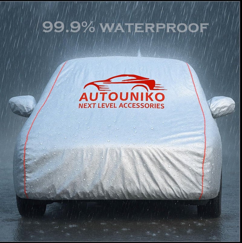 AUTOUNIKO Waterproof Car Body Cover Compatible with Honda City with Mirror and Antena Pocket and Soft Cotton Lining (Fully Bottom Elastic Triple Stitched) (Silver) - Image 3