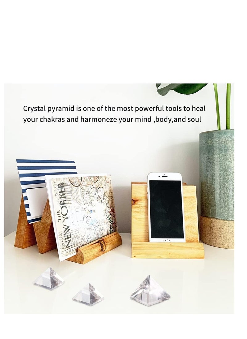 SYOSI - Natural Clear Quartz Crystal Pyramid, Energy Generator, 3x3cm, Healing Crystal Pyramid for Protection and Positive Energy, Natural Quartz for Chakra Reiki Home Decor - Image 1