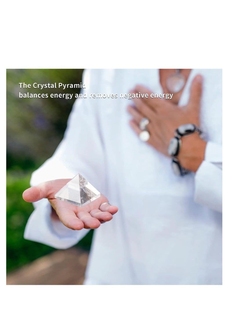 SYOSI - Natural Clear Quartz Crystal Pyramid, Energy Generator, 3x3cm, Healing Crystal Pyramid for Protection and Positive Energy, Natural Quartz for Chakra Reiki Home Decor - Image 1