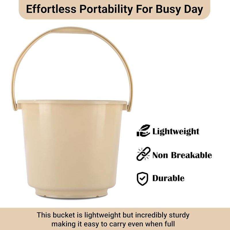 Kuber Industries Pack of 2 Multi-Purpose 5 Litre Small Bucket for Mopping | Washing Balti for Bathroom & Toilet | Water Storage Container - Essential for Household Chores | Brown & Beige - Image 4
