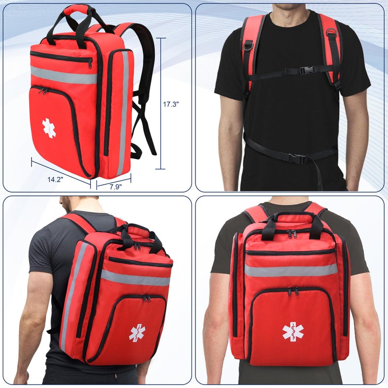 Cosell First Aid Bag Empty,EMS,EMT,Emergency Trauma Doctor Bag,First Aid Kit For Car,Home,Hiking,Camping and Travel(Red) - Image 2
