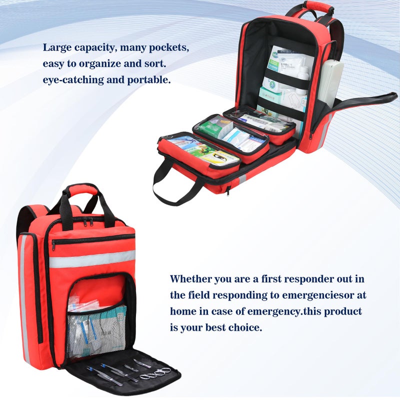 Cosell First Aid Bag Empty,EMS,EMT,Emergency Trauma Doctor Bag,First Aid Kit For Car,Home,Hiking,Camping and Travel(Red) - Image 5