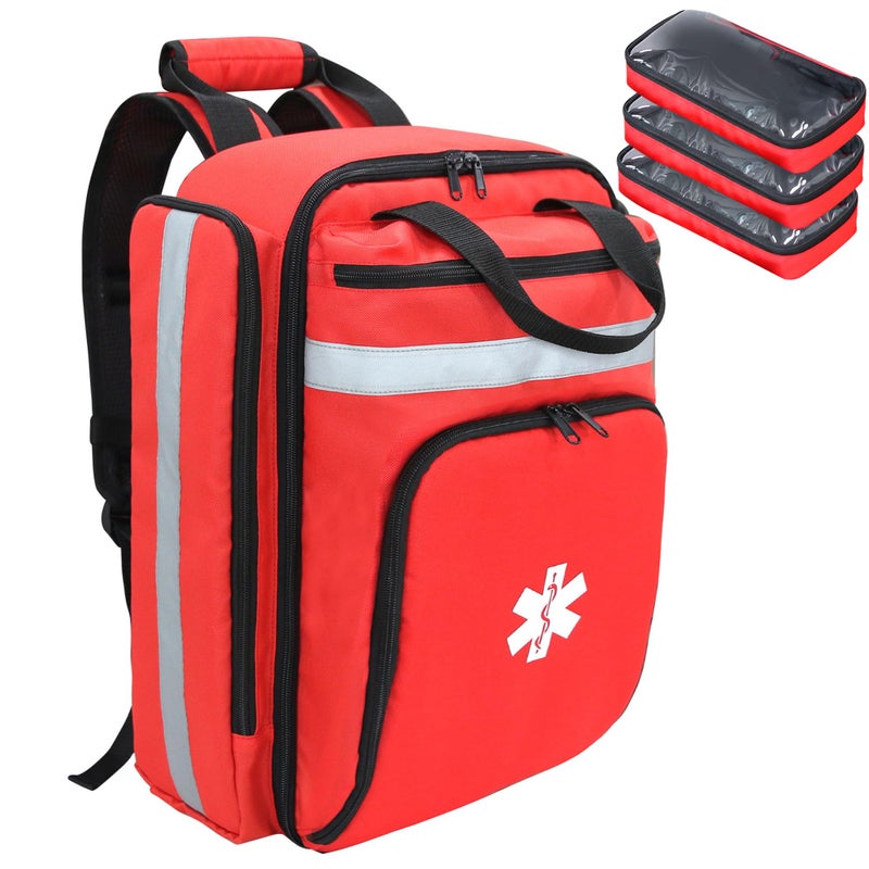 Cosell First Aid Bag Empty,EMS,EMT,Emergency Trauma Doctor Bag,First Aid Kit For Car,Home,Hiking,Camping and Travel(Red) - Image 1