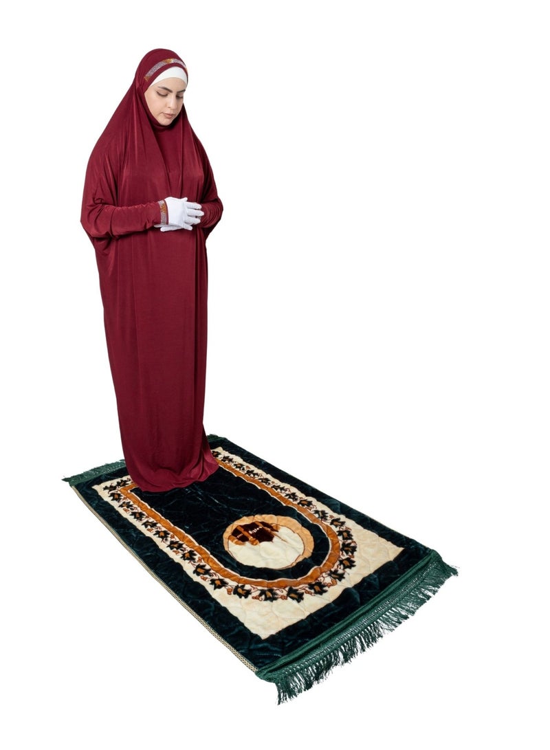 لیندا حجاب ثوب صلاة فاخر من قطعة واحدة للنساء - عباية صلاة إسلامية من الرايون مع حجاب متصل | ثوب صلاة خمار بتغطية كاملة - Image 2