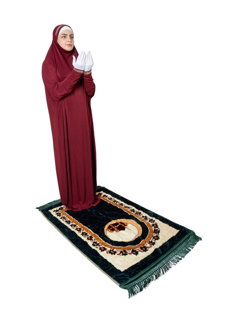 لیندا حجاب ثوب صلاة فاخر من قطعة واحدة للنساء - عباية صلاة إسلامية من الرايون مع حجاب متصل | ثوب صلاة خمار بتغطية كاملة - Image 1