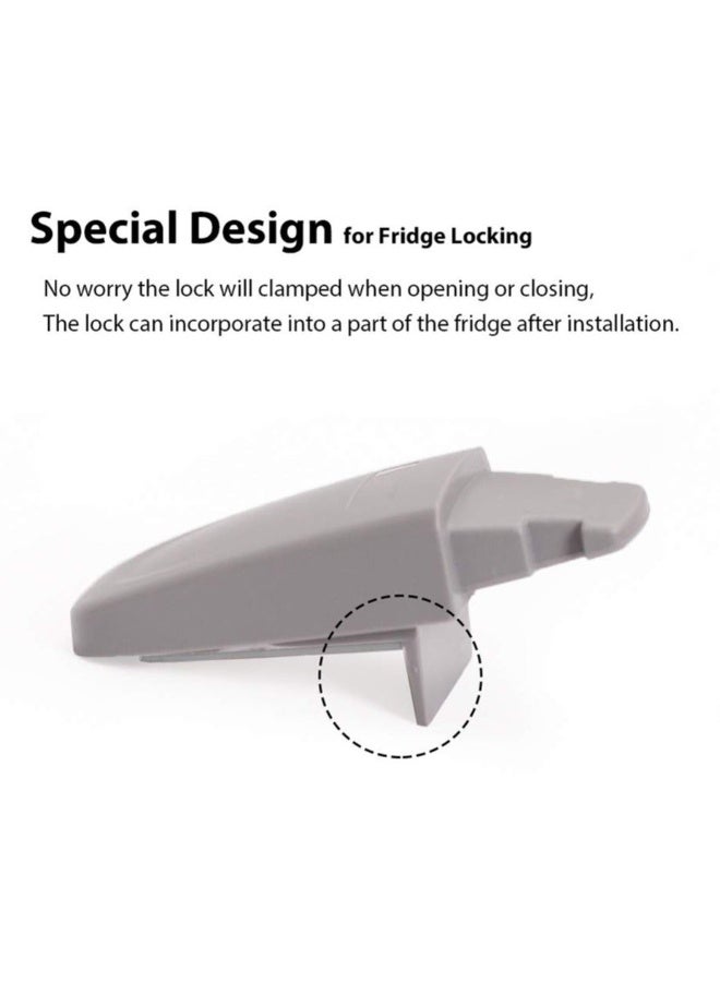 2 قطعة قفل باب الثلاجة والمجمد للمنزل، قفل خزانة للأطفال، قفل أمان للأطفال سهل التركيب والاستخدام مع لاصق 3M لا يحتاج إلى أدوات أو حفر (رمادي) - Image 3