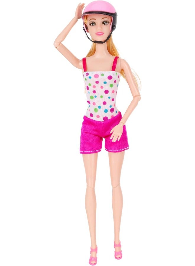 TOY GARDEN 30 CM Travel Doll with Scooter Bike – Pink Toy Set Doll and Scooter Combo with Lovely Steering – Perfect Play Set - Image 4