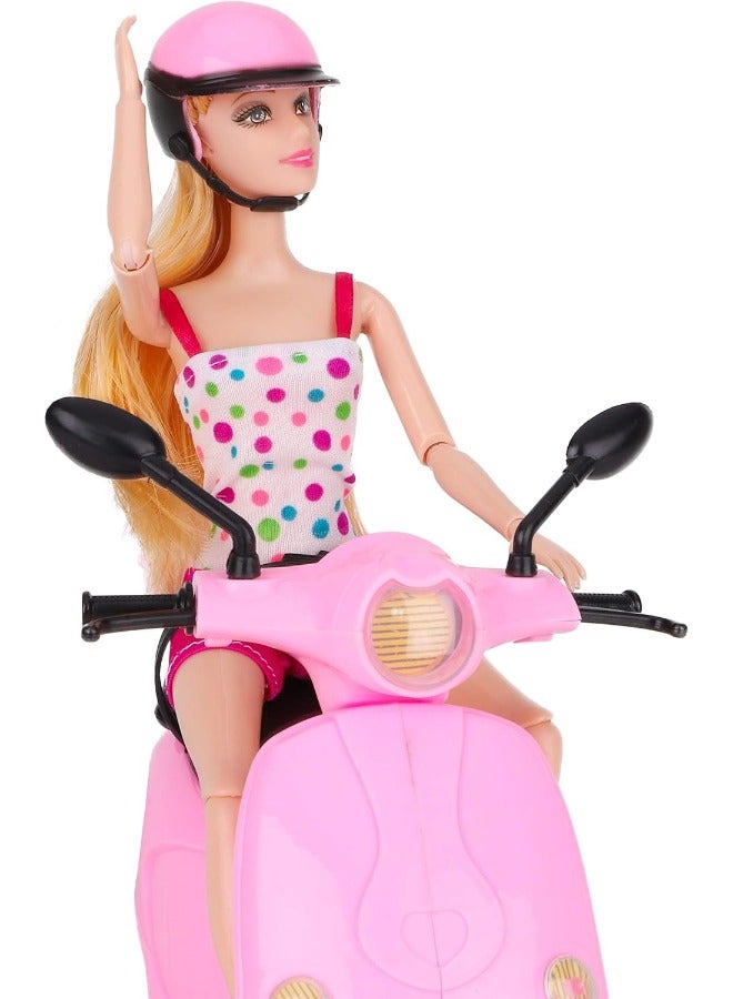 TOY GARDEN 30 CM Travel Doll with Scooter Bike – Pink Toy Set Doll and Scooter Combo with Lovely Steering – Perfect Play Set - Image 5