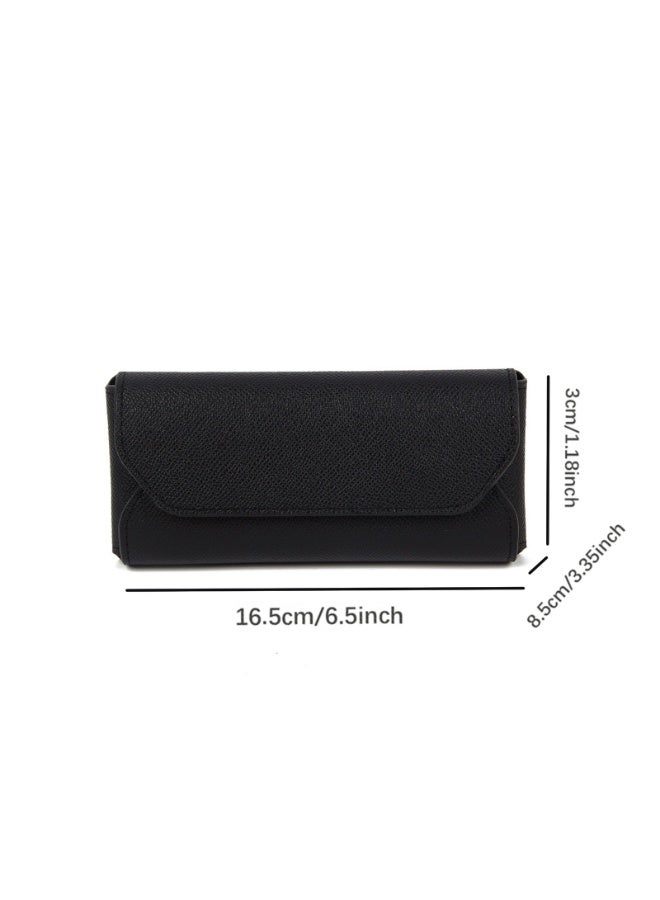 Classic Solid Color Anti Pressure Anti Wear Glasses Protection Box, Portable PU Waterproof Glasses Storage Bag - Image 2