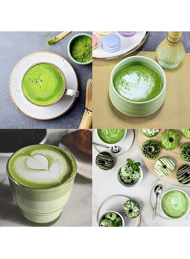 4 Piece Matcha Tea Set Whisk Kit Ceramic Bowl Whisk, White Holder Traditional Scoop Perfect to a of Tool (Pink and White)  - Image 4