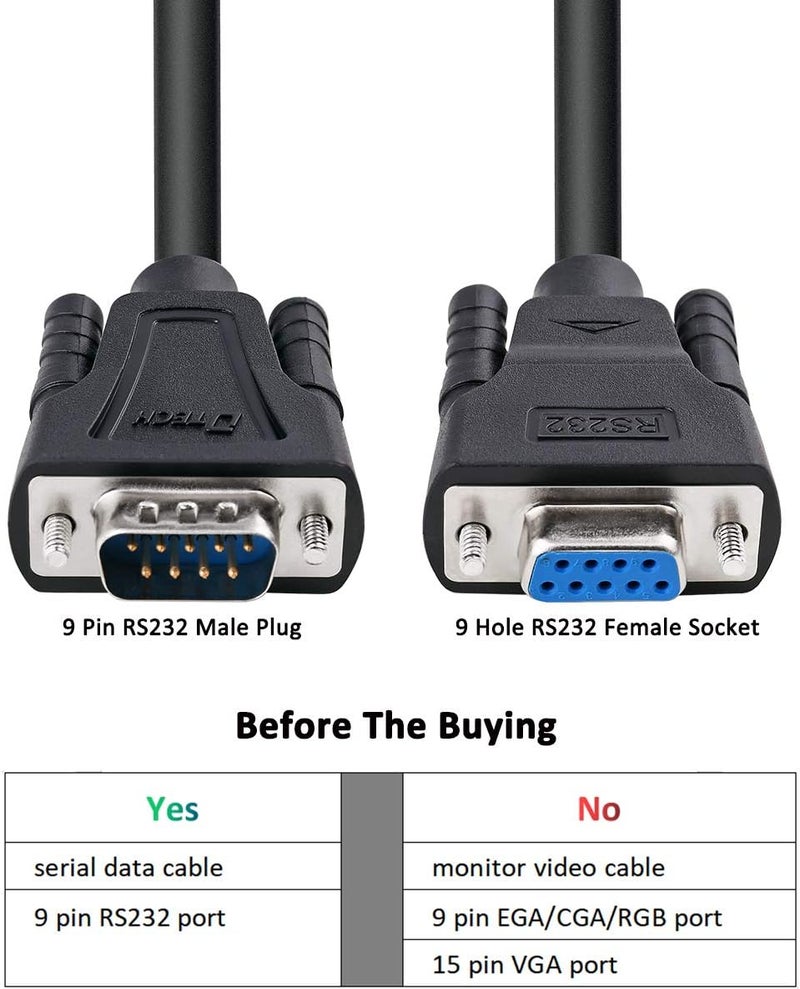DTech 1.5ft COM Port Serial Cable Male to Female RS232 Extension 9 Pin Straight Through Cord (0.5 Meter, Black) - Image 2