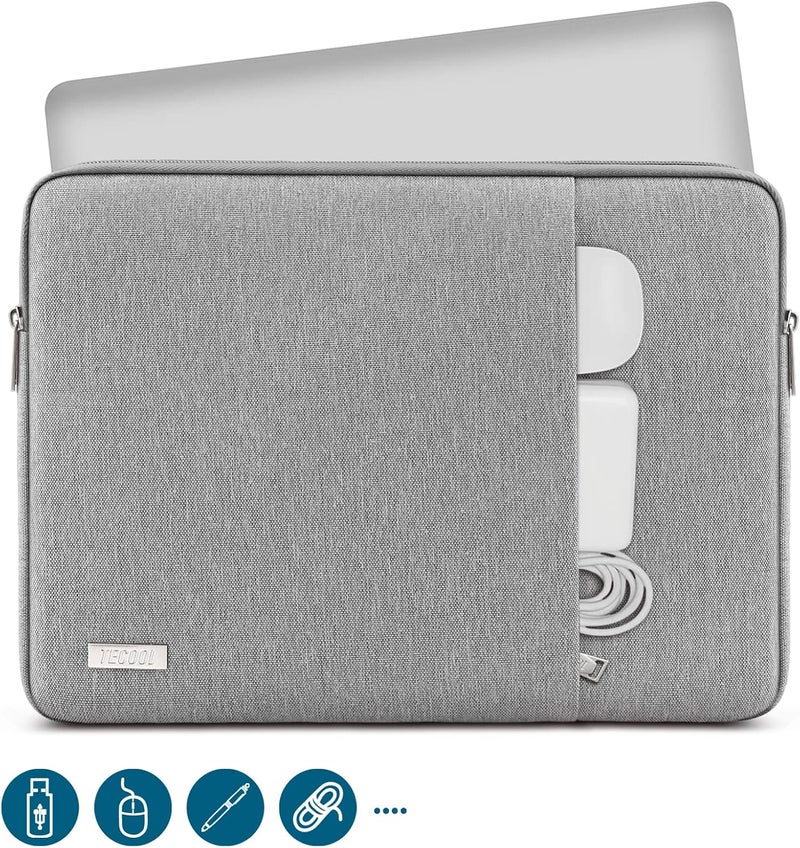 تيكول حقيبة كمبيوتر محمول مقاس 15.6 بوصة، غطاء واقٍ لأجهزة HP وDell وLenovo وAcer وChromebook وAsus Vivobook 15، حقيبة كمبيوتر مقاومة للماء مقاس 15-15.6 بوصة، رمادي - Image 2