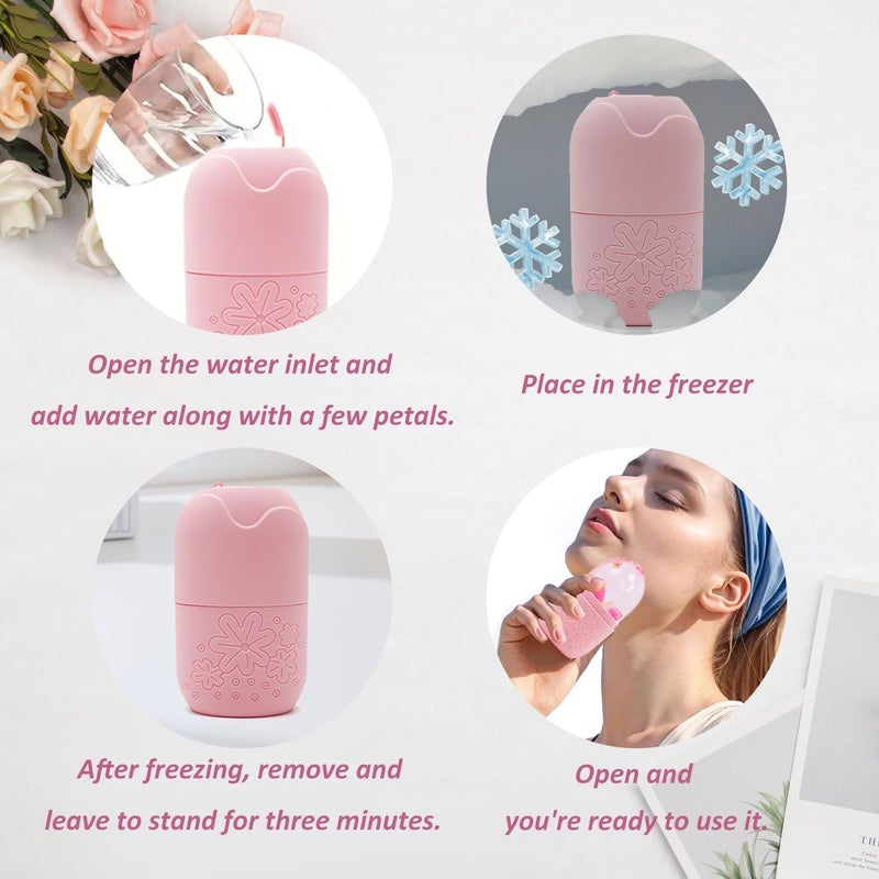 EKIND Silicone Ice Roller for Face and Eye Refillable Facial Massager Beauty Skin Care Tool Mold (Pink) - Image 3