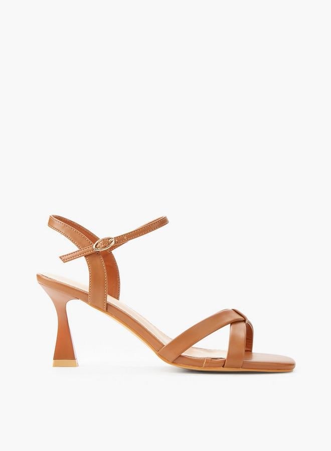 Paprika Women Cross Strap Flared Heel Sandals - Image 1