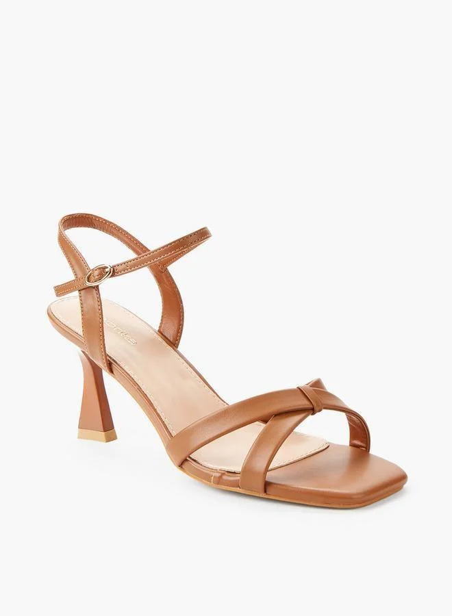 Women Cross Strap Flared Heel Sandals
