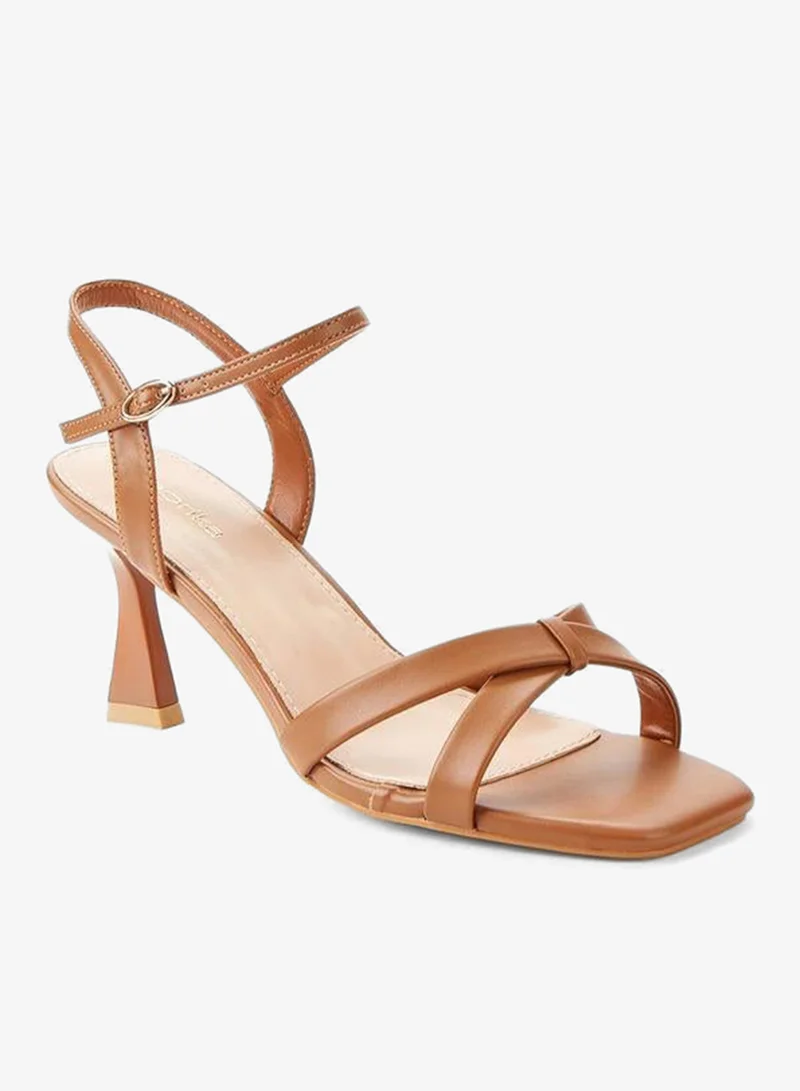 Women Cross Strap Flared Heel Sandals