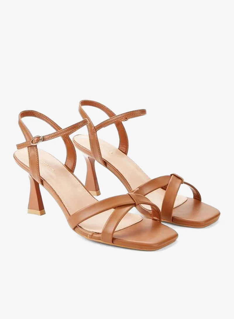 Paprika Women Cross Strap Flared Heel Sandals