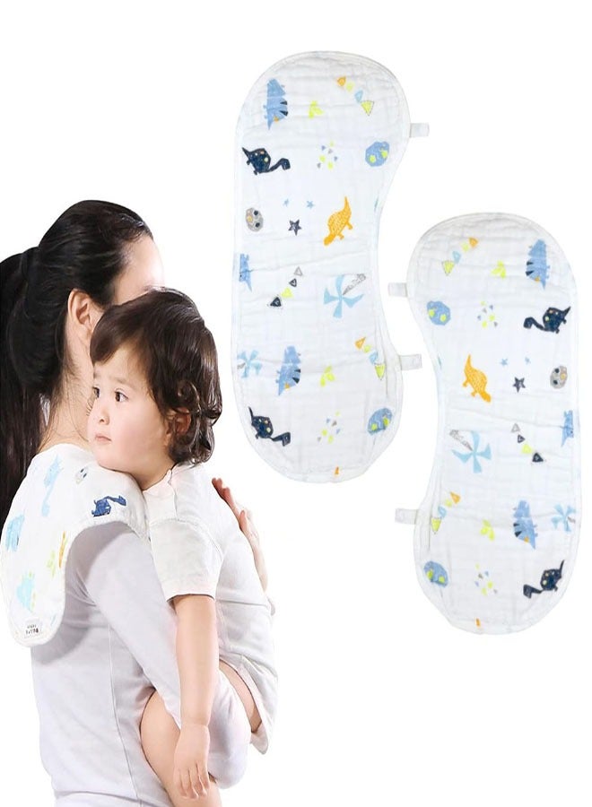 2 Pack Muslin Baby Burp Cloths, Large Cotton Baby Burp Rags Soft Burping Cloths & Bibs Set Adorable Patterns for Babies, Newborn Burp Clothes - Image 1