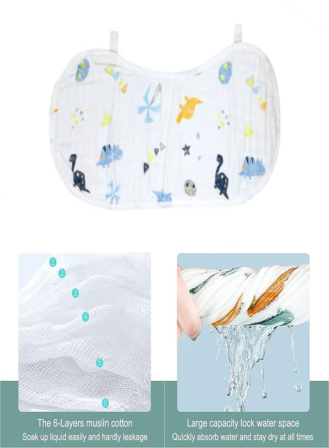 2 Pack Muslin Baby Burp Cloths, Large Cotton Baby Burp Rags Soft Burping Cloths & Bibs Set Adorable Patterns for Babies, Newborn Burp Clothes - Image 4