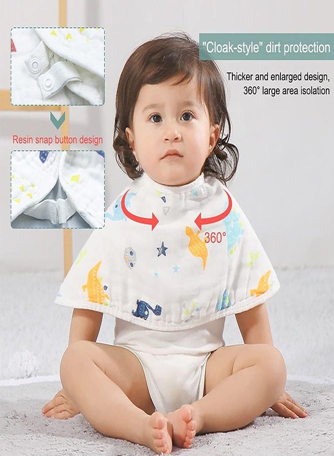 2 Pack Muslin Baby Burp Cloths, Large Cotton Baby Burp Rags Soft Burping Cloths & Bibs Set Adorable Patterns for Babies, Newborn Burp Clothes - Image 5