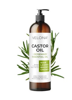 velona velona Castor Oil with Rosemary Oil - 8 oz | Hair Growth Oil | Hair, Scalp, Eyelashes, Eyebrows | 100% Natural and Pure  - Image 1