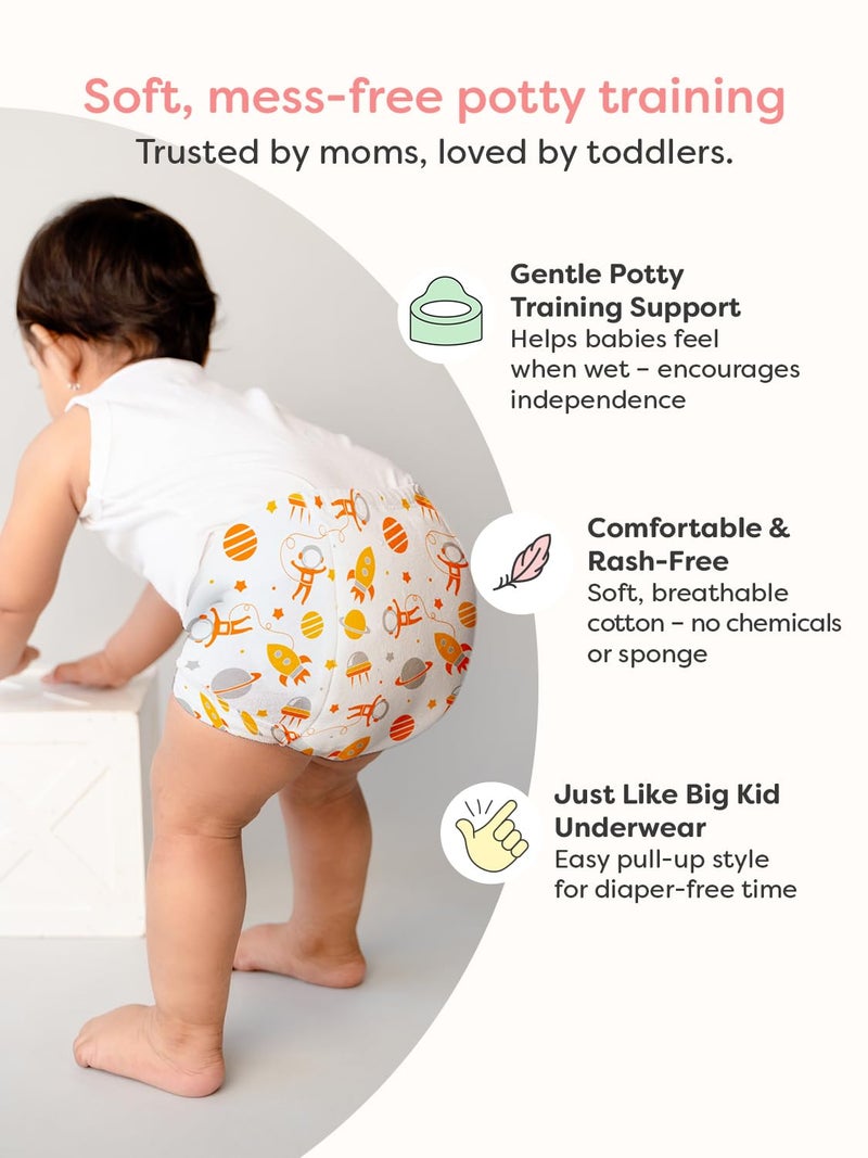superbottoms Padded Underwear for Growing Babies/Toddlers|with 3 Layers of Cotton Padding & Super DryFeel Layer| Pull-Up for Potty Training & Diaper-Free Time(Need Space- Sea You, Size: 3, Pack of 2) - Image 3