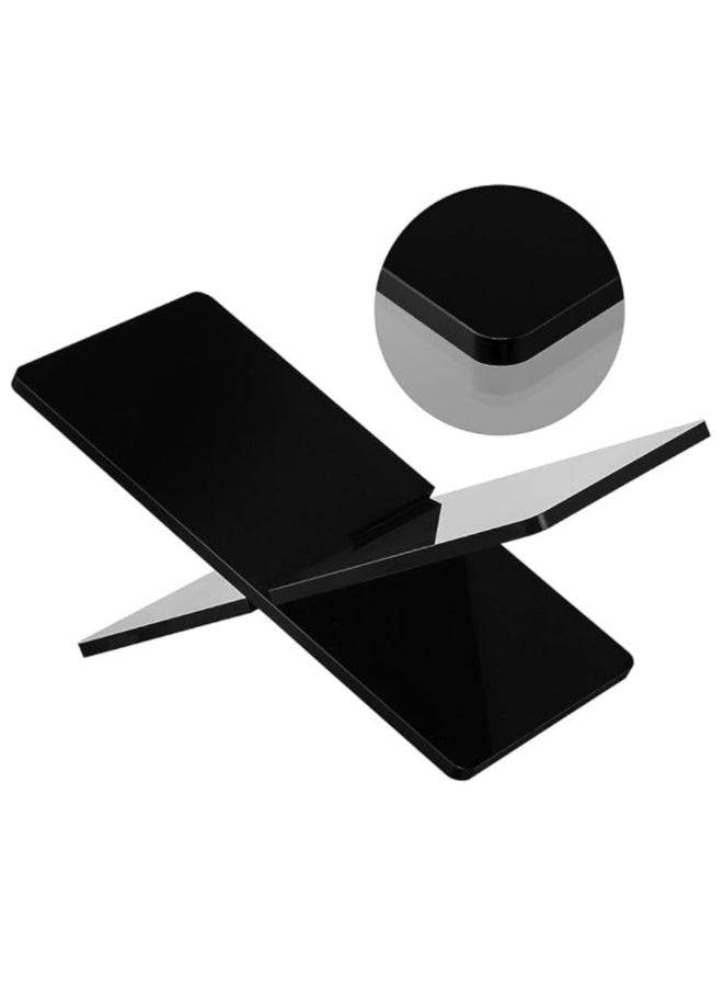 Holy Quran Stand, X-Shaped Foldable Acrylic Book Holder, 16" x 6" x 5.4", Thick Black Display Stand for Open Reading, Quran, Cookbooks and Magazines, Islamic Decor for Ramadan and Eid