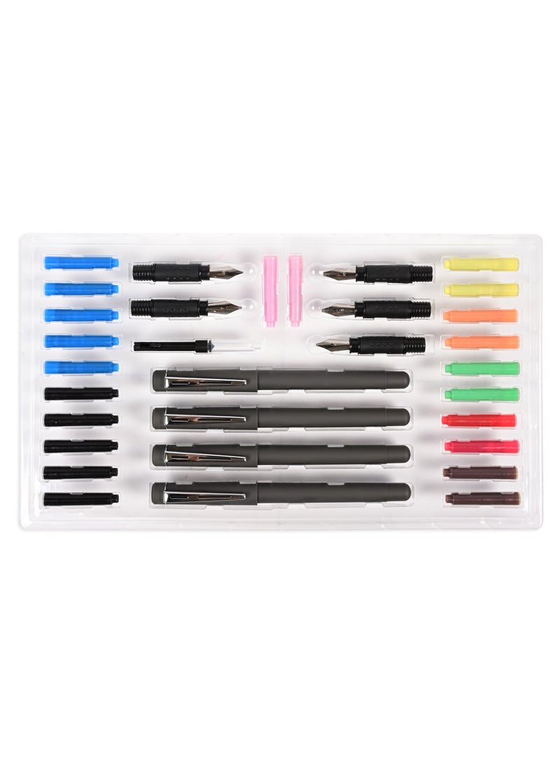 FIS Calligraphy Pen, Set of 35 Pieces with 4 Ink Pens, 22 Color Cartridges, 5 Interchageable Pen Nibs, Ink Absorption Device, Instructional Pad, Assorted Color-FSCQ03 - Image 2