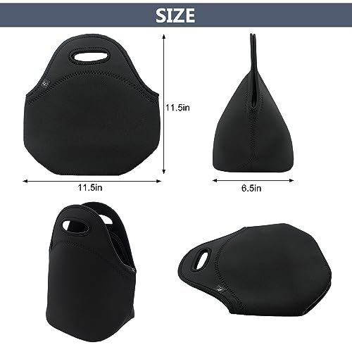 LOVAC Reusable Lunch Bag for Men,Lunch Tote,Durable and Waterproof Neoprene Lunch Bags,Insulated Soft and Lightweight (Pure Black) - Image 2