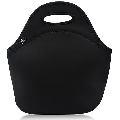 LOVAC Reusable Lunch Bag for Men,Lunch Tote,Durable and Waterproof Neoprene Lunch Bags,Insulated Soft and Lightweight (Pure Black) - Image 1