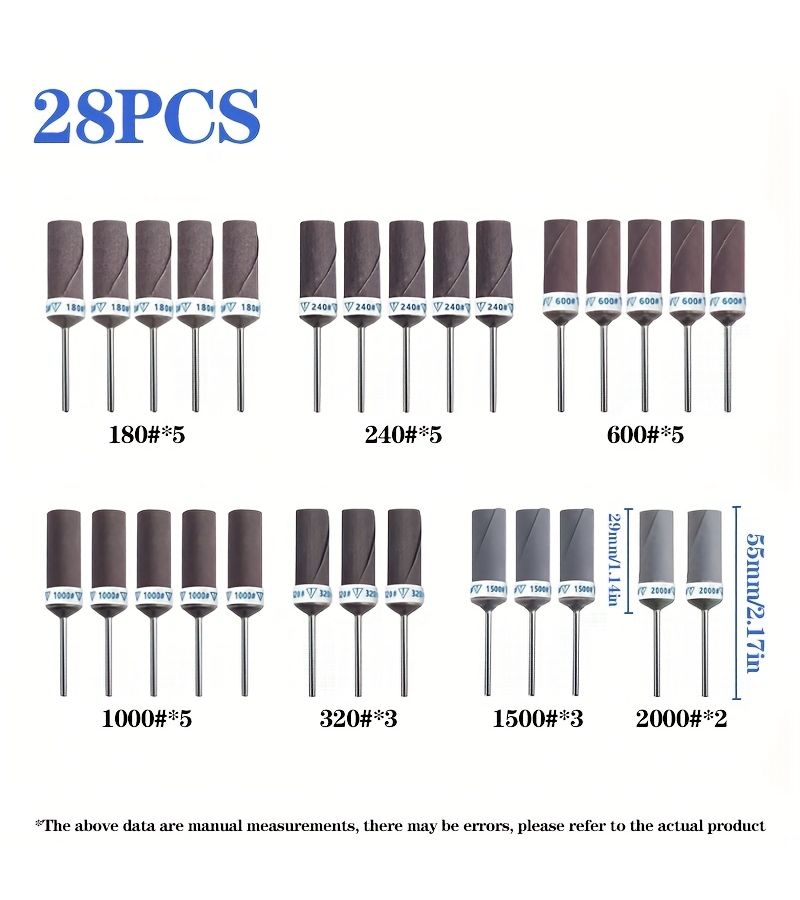 28Pcs Rotary Sandpaper Stick Set 180 240 320 600 1000 1500 2000 Grit - Image 2