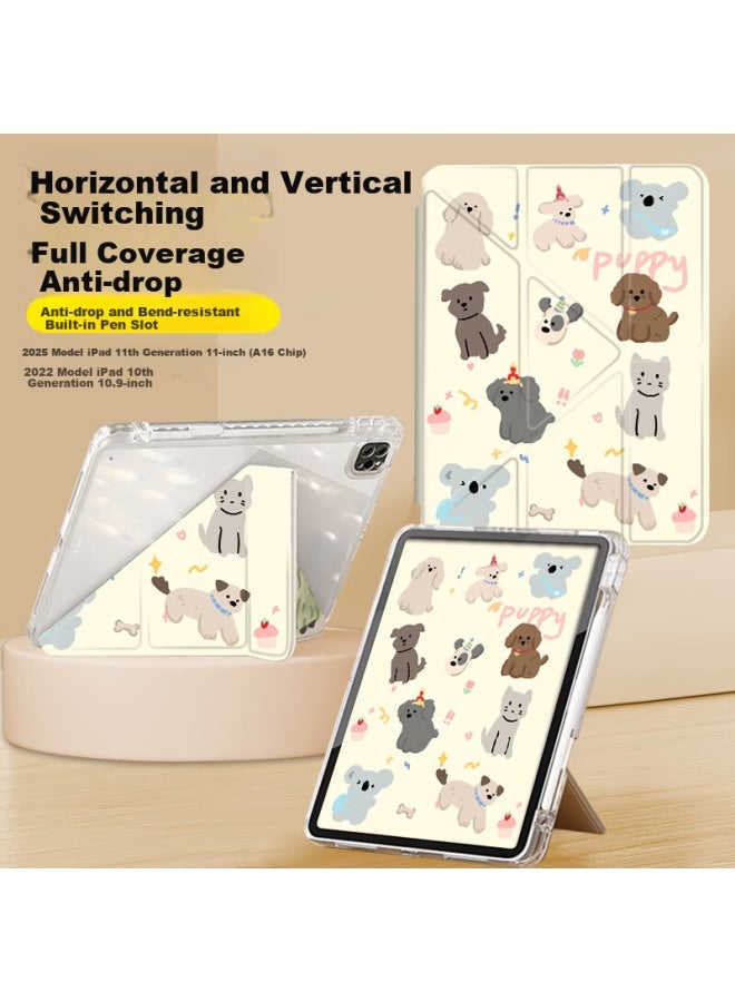 Jiang Ming Jiangming Ipad Case Compatible With Ipad 11/10th Generation Tablets, 11-inch Model A16 Chip Universal 10.9-inch Y-type Tri-fold With Pencil Holder, Cartoon-style Shockproof And Bend-resistant - Image 1