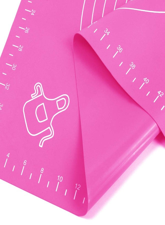 BJGXFMQ حصيرة خبز سيليكونية لفرد عجينة المعجنات مع علامات قياس، 19.7 بوصة × 15.7 بوصة، خالية من مادة BPA، غير لاصقة وغير قابلة للانزلاق، لون وردي، لوازم خبز البيتزا والكيك - Image 5