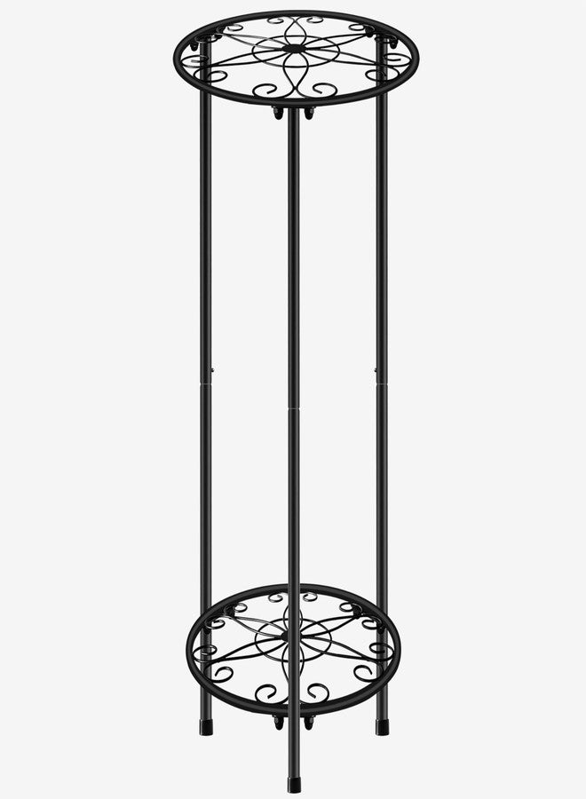 C CASIMR CASIMR Plant Stand Indoor Outdoor, Metal Rustproof Flower Shelf 2 Tier 23.9 inch, Tall Multiple Plant Pot Holder Rack for Garden Patio Living Room Corner Balcony, Black - Image 1